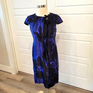Taylor Women's A-Line Silk Cobalt and Black Cap Sleeve Dress Size 2